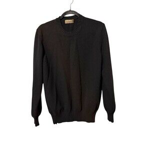 Dalmine Plus Merino Wool Cashmere Sweater Black Crew Neck Made In Italy 1X